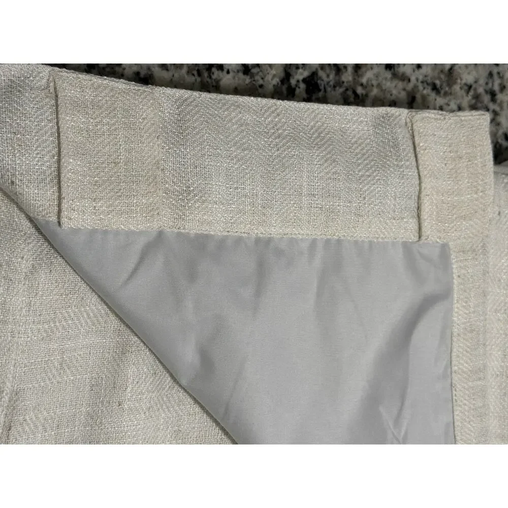 Ralph Lauren Curtains 2 Panels Blackout 52 x 84 Linen Blend Herringbone Natural